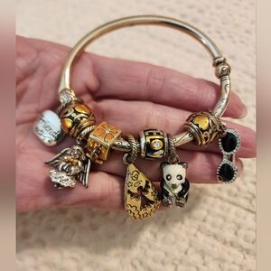 Pandora & Brighton Charm Bracelet With Panda Sunglasses Angels Beads Friend